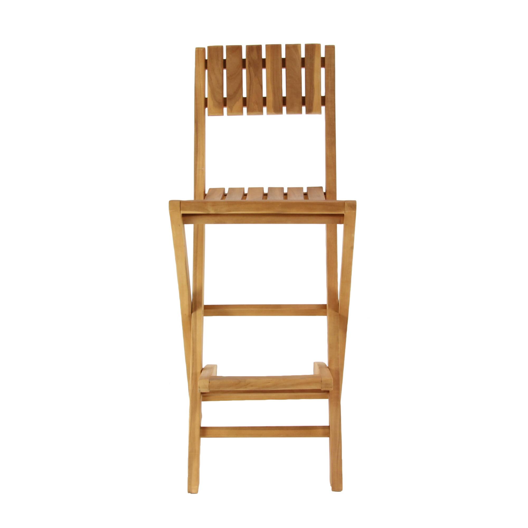 Set of 2 Brown Teak Wood Traditional Outdoor Bar Stool, 18" x 45"